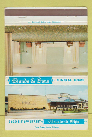 Matchbook Cover - Biondo Sons Funeral Home Cleveland OH 40 Strike