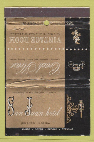 Matchbook Cover - San Juan Hotel Orlando FL WORN 40 Stick