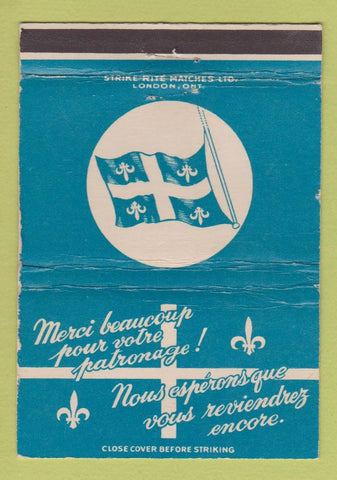 Matchbook Cover - Canada QC French Thanks Come Again WEAR 40 Strike