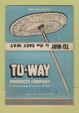 Matchbook Cover - Tu Way Products Broom Detroit MI WEAR 40 Strike