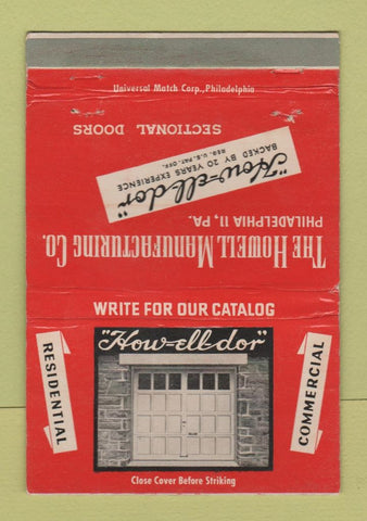 Matchbook Cover - Howell Garage? Sectional Doors Philadelphia PA 40 Strike