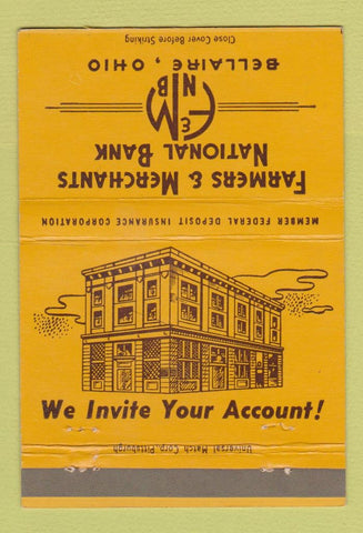 Matchbook Cover - Farmers Merchants Bank Bellaire OH 40 Strike