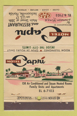 Matchbook Cover - Hotel Capri Jacksonville FL WEAR 40 Stick