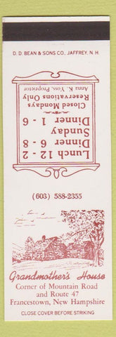Matchbook Cover - Grandmother's House Francestown NH