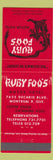 Matchbook Cover - Ruby Foo's Motor Hotel Montreal QC