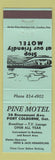 Matchbook Cover - Pine Motel Port Colborne QC green