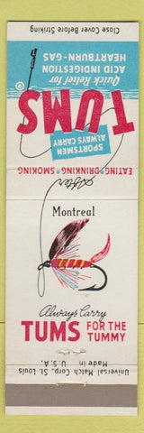 Matchbook Cover - Tums Antacid Fishing Flies Montreal