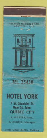 Matchbook Cover - Hotel York Quebec City QC WORN