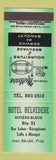 Matchbook Cover - Hotel Belvedere Riviere Bleue QC