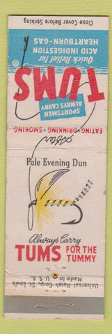 Matchbook Cover - Tums Antacid Fishing Flies Pale Evening Dun WEAR