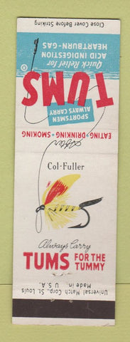 Matchbook Cover - Tums Antacid Fishing Flies Col Fuller