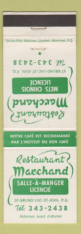 Matchbook Cover - Restaurant Macchand Lac St Jean QC