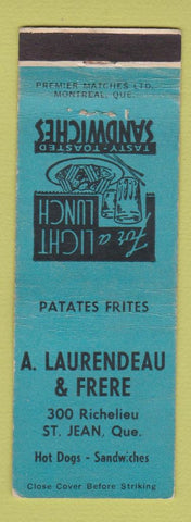 Matchbook Cover - A Laurendeau Frere St Jean QC WEAR