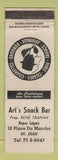 Matchbook Cover - Art's Snack Bar ST Jean QC