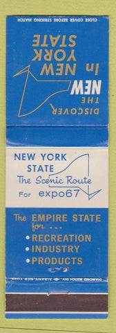 Matchbook Cover - New York State Expo 67 Tourism Albany NY WORN