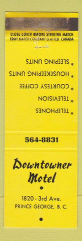 Matchbook Cover - Downtowner Motel Prince George BC WEAR