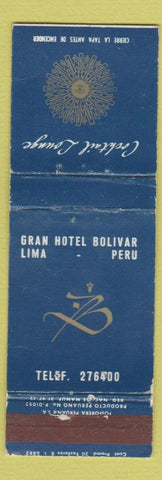 Matchbook Cover - Gran Hotel Bolivar Lima Peru WEAR