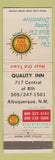 Matchbook Cover - Quality Inn Albuquerque NM WEAR