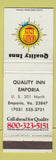 Matchbook Cover - Quality Inn Emporia VA