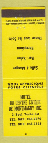 Matchbook Cover - Motel Du Centre Civique De Montmagc