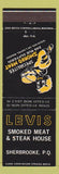 Matchbook Cover - Levis Smoke Meat Sherbrooke QC