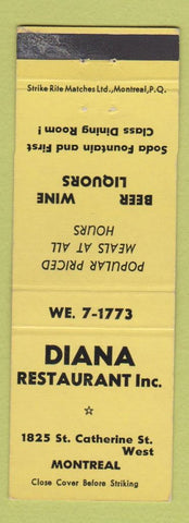 Matchbook Cover - Diana Restaurant Montreal QC WEAR