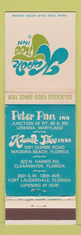 Matchbook Cover - Kapok Tree Inn Urbana MD Clearwater FL Madeira Beach