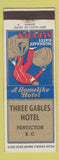 Matchbook Cover - Three Gables Hotel Penticton BC