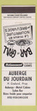 Matchbook Cover - Auberge Du Jourdain Ste Veronique QC