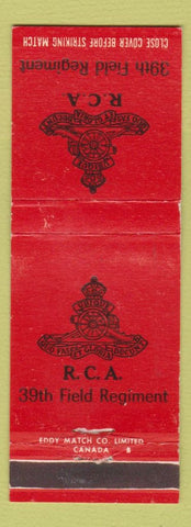 Matchbook Cover - RCA 39th Field Regiment Royal Canadian Army