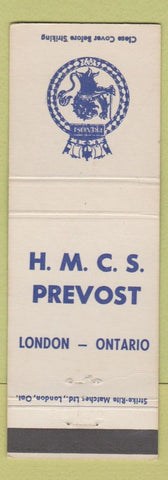 Matchbook Cover - HMCS Prevost London ON Canadian Military