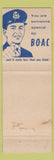 Matchbook Cover - BOAC Airline British Europe WORN