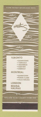 Matchbook Cover - Simpson's Stores Toronto Montreal London ON Regina Halifax