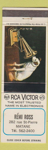 Matchbook Cover - RCA Victor Remi Ross Matane QC TV Radio