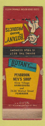 Matchbook Cover - Botany Products Harrisburg Penbrook PA clothes WEAR