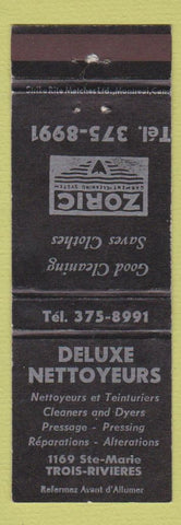 Matchbook Cover - Deluxe Nettoyeurs Trois Rivieres QC