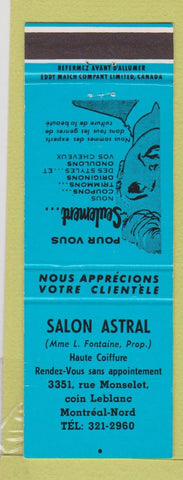 Matchbook Cover - Salon Astral Montreal QC girlie BLUE