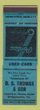 Matchbook Cover - DS Thomas Pontiac Bridgewater VA low phone