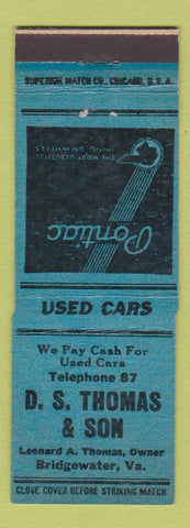 Matchbook Cover - DS Thomas Pontiac Bridgewater VA low phone