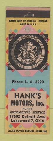 Matchbook Cover - Hanks Motors Lakewood OH Oldsmobile