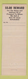 Matchbook Cover - 1958 Chevrolet Aero Mount Home ID