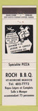Matchbook Cover - Roch BBQ St Honore Beauce QC pizza