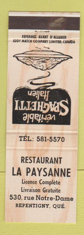 Matchbook Cover - Restaurant La Paysanne Repentigny QC WEAR