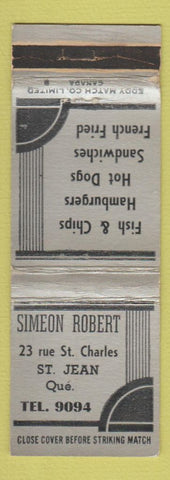 Matchbook Cover - Simeon Robert St Jean QC restaurant WORN