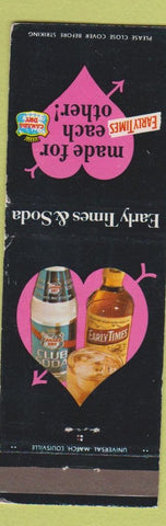 Matchbook Cover - Canada Dry Club Soda Early Times Whiskey WEAR