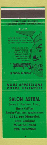Matchbook Cover - Salon Astral Montreal QC girlie GREEN