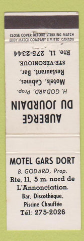 Matchbook Cover - Motel Gars Dort Ste Veronique QC