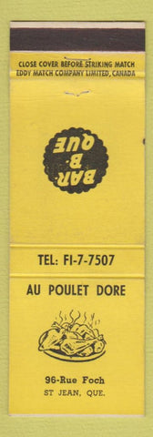 Matchbook Cover - Au Poulet Dore St Jean QC WEAR