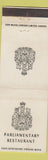 Matchbook Cover - Parliamentary Restaurant Ottawa? WEAR