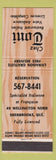 Matchbook Cover - Chez Toni Italian Restaurant Sherbrooke QC
